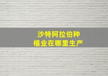 沙特阿拉伯种植业在哪里生产