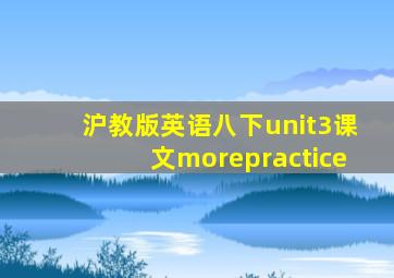 沪教版英语八下unit3课文morepractice