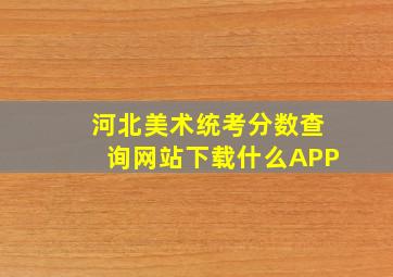 河北美术统考分数查询网站下载什么APP