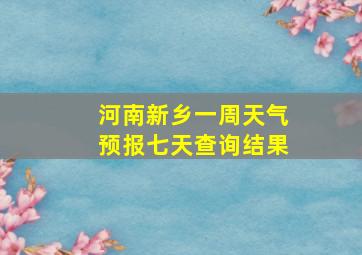 河南新乡一周天气预报七天查询结果