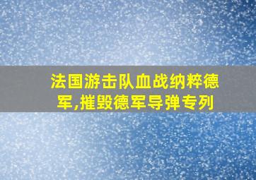 法国游击队血战纳粹德军,摧毁德军导弹专列