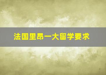 法国里昂一大留学要求