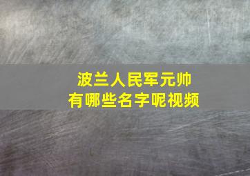 波兰人民军元帅有哪些名字呢视频