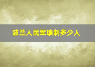 波兰人民军编制多少人