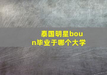 泰国明星boun毕业于哪个大学