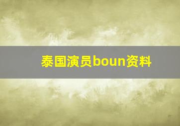 泰国演员boun资料