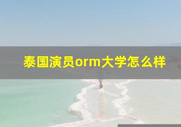 泰国演员orm大学怎么样