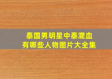 泰国男明星中泰混血有哪些人物图片大全集