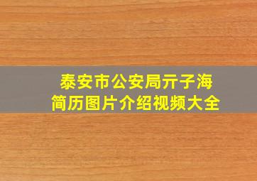 泰安市公安局亓子海简历图片介绍视频大全