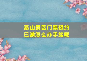 泰山景区门票预约已满怎么办手续呢