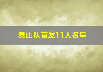 泰山队首发11人名单