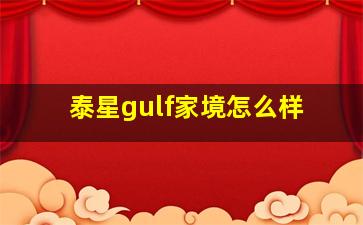 泰星gulf家境怎么样