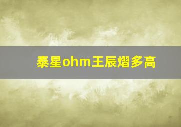 泰星ohm王辰熠多高