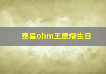 泰星ohm王辰熠生日