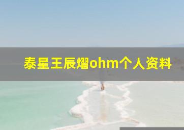 泰星王辰熠ohm个人资料