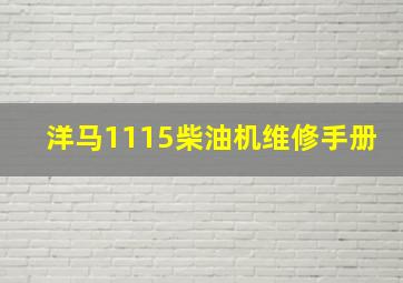 洋马1115柴油机维修手册