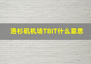 洛杉矶机场TBIT什么意思