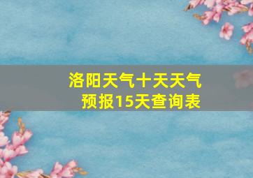 洛阳天气十天天气预报15天查询表