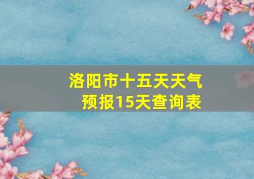 洛阳市十五天天气预报15天查询表