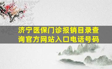 济宁医保门诊报销目录查询官方网站入口电话号码