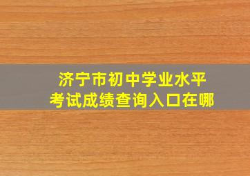 济宁市初中学业水平考试成绩查询入口在哪