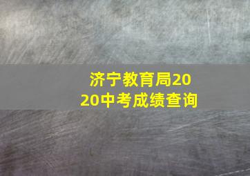 济宁教育局2020中考成绩查询