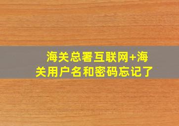 海关总署互联网+海关用户名和密码忘记了