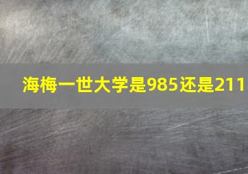 海梅一世大学是985还是211