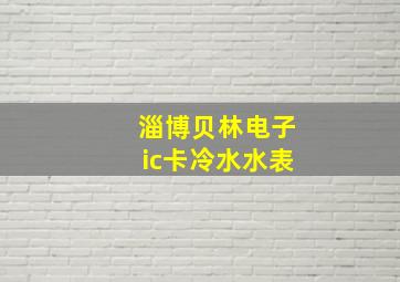 淄博贝林电子ic卡冷水水表