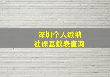 深圳个人缴纳社保基数表查询