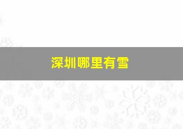 深圳哪里有雪