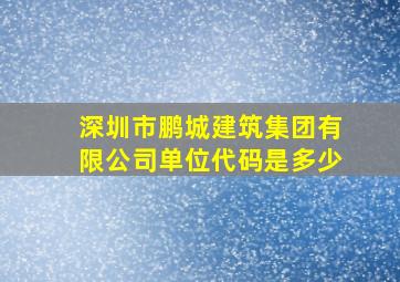 深圳市鹏城建筑集团有限公司单位代码是多少