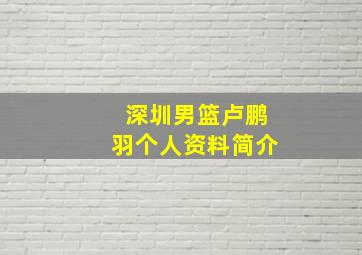 深圳男篮卢鹏羽个人资料简介