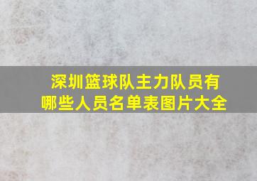 深圳篮球队主力队员有哪些人员名单表图片大全