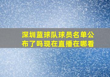 深圳蓝球队球员名单公布了吗现在直播在哪看