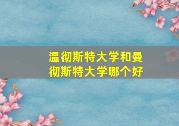 温彻斯特大学和曼彻斯特大学哪个好