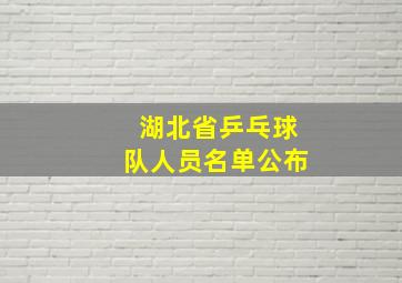 湖北省乒乓球队人员名单公布