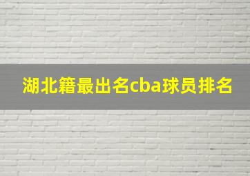 湖北籍最出名cba球员排名