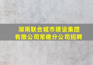 湖南联合城市建设集团有限公司常德分公司招聘