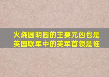 火烧圆明园的主要元凶也是英国联军中的英军首领是谁