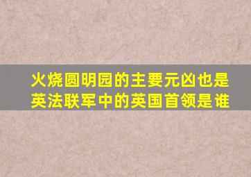 火烧圆明园的主要元凶也是英法联军中的英国首领是谁