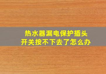 热水器漏电保护插头开关按不下去了怎么办