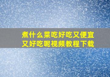 煮什么菜吃好吃又便宜又好吃呢视频教程下载