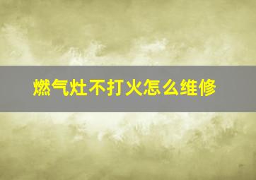 燃气灶不打火怎么维修