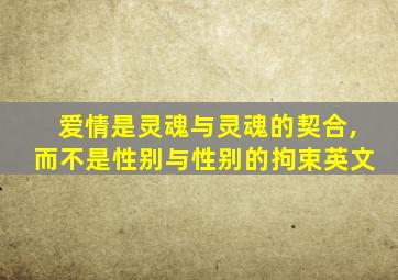 爱情是灵魂与灵魂的契合,而不是性别与性别的拘束英文