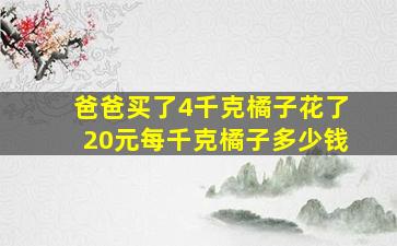 爸爸买了4千克橘子花了20元每千克橘子多少钱