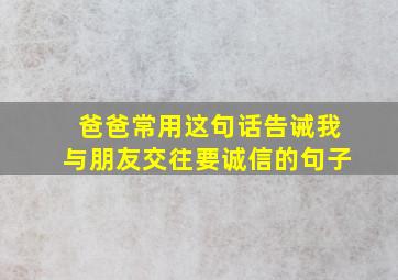 爸爸常用这句话告诫我与朋友交往要诚信的句子