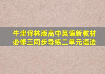 牛津译林版高中英语新教材必修三同步导练二单元语法