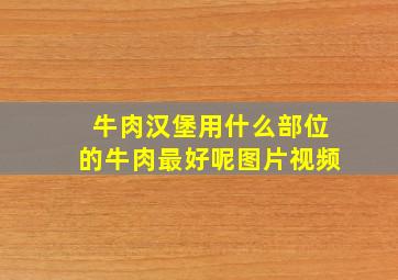 牛肉汉堡用什么部位的牛肉最好呢图片视频