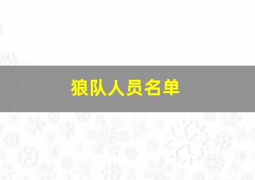 狼队人员名单